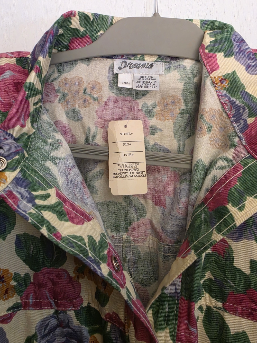 80's NWT 100% Cotton VTG Floral Jumpsuit Sz L - Picture 4 of 16